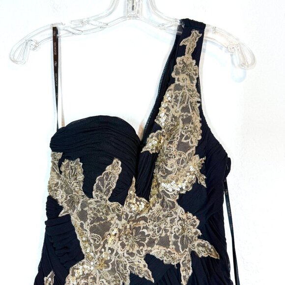 Sue Wong Cocktail Dress 6 Black Gold Beaded Formal Y2K. - Picture 5 of 15